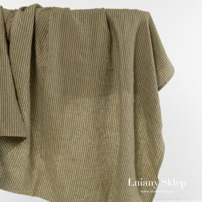 Khaki w paski prany len.