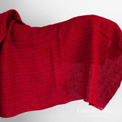 Czerwony tweed tkanina lniana prana.